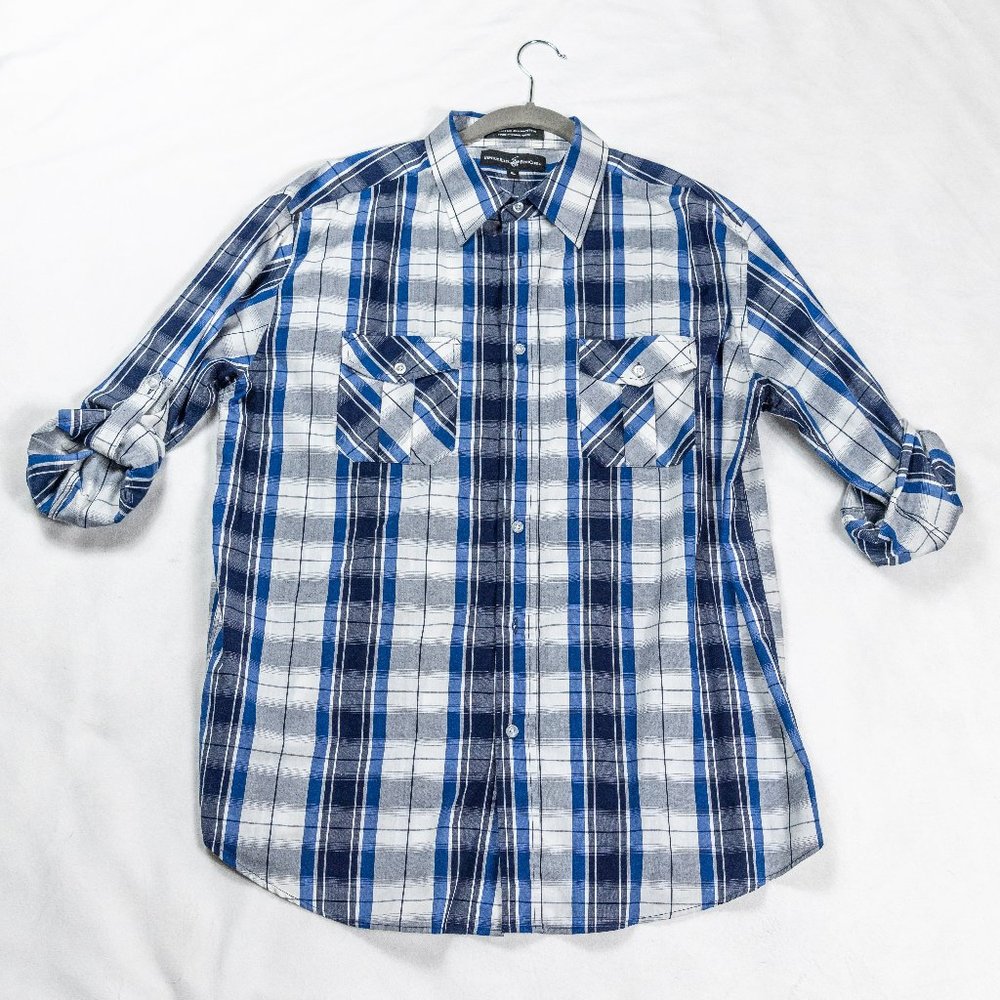 Beverly Hills Polo Club Plaid Button Down Shirt